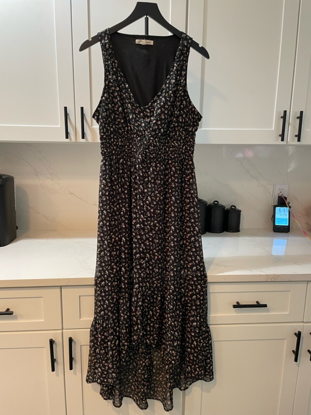 Rewind Black Floral Hi-Low Dress (0023)